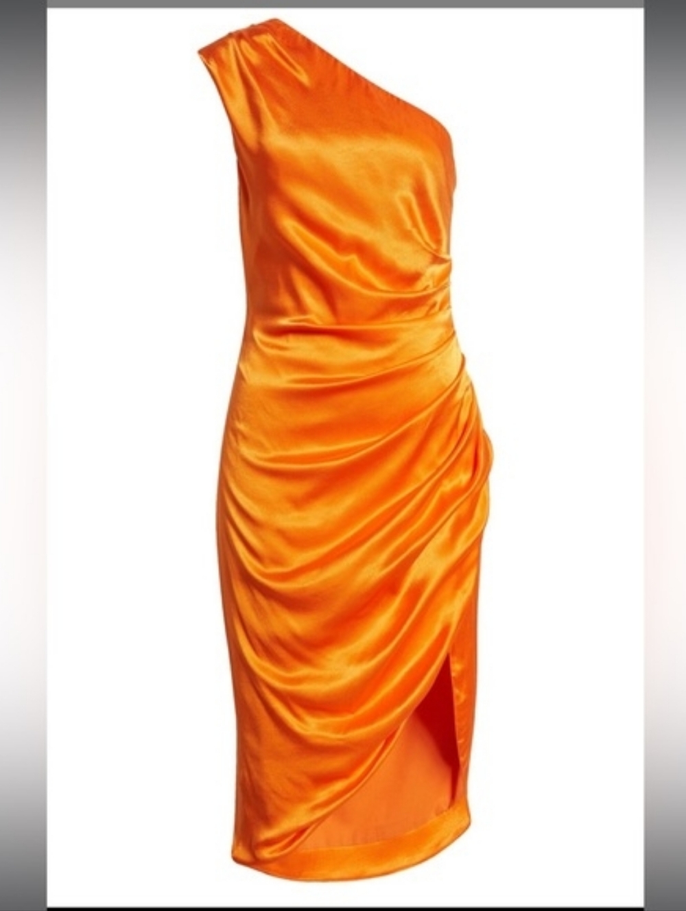 💘 elliatt zelda orange stain one shoulder ruched midi dress XS NEW - Picture 4 of 10